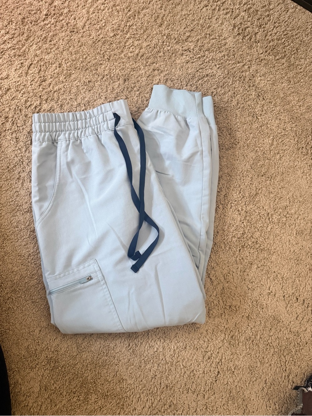 Figs Dusty Blue Jogger Scrub Pants with Navy Drawstring - Picture 1 of 1